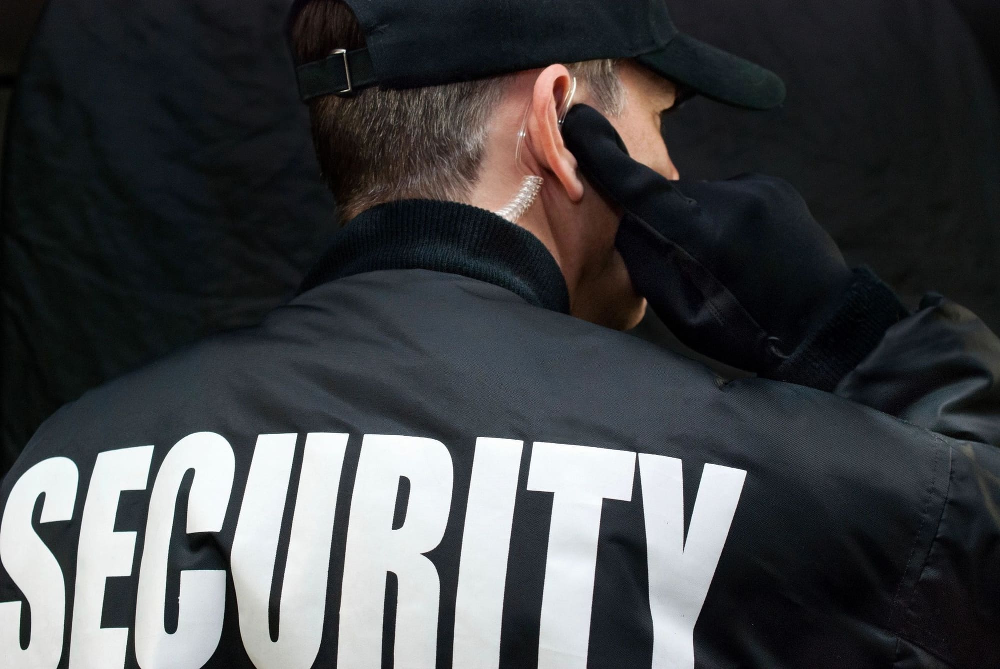 Security officer on a radio